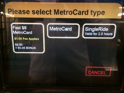 真ん中の「MetroCard」を選択
